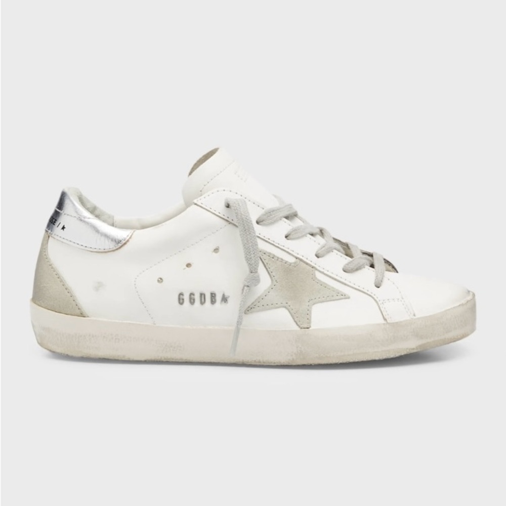 SOLD - Golden Goose White and Silver Superstar Sneakers